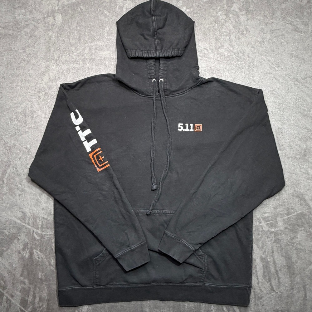 5.11 Tactical Hoodie Mens Sz XL Black Pullover Scope Sleeve Logo Sweatshirt